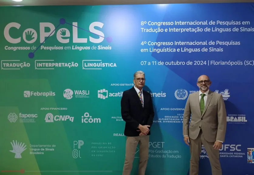 Antônio Campos de Abreu no 8º Congresso Internacional de Pesquisas em Tradução e Interpretação de Línguas de Sinais, em Florianópolis.